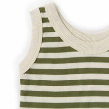 將圖片載入圖庫檢視器 Snuggle Hunny Kids - 有機棉背心 Organic Singlet (Olive Stripe)