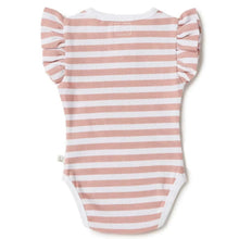 將圖片載入圖庫檢視器 Snuggle Hunny Kids - 有機連身衣 Rose Milk Stripe Ripped Short Sleeve Bodysuit