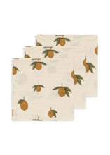 將圖片載入圖庫檢視器 Konges Sløjd - 有機棉紗巾 3 Pack Muslin Cloth GOTS (Mon Grand Citron)