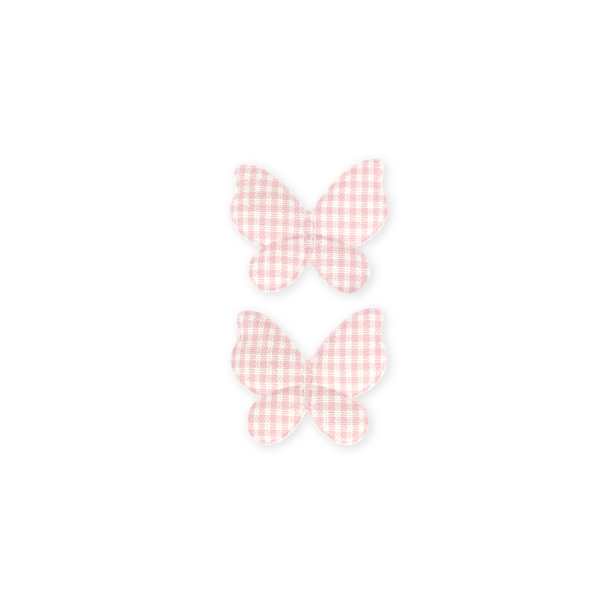 Little Marshmallow - 手製髮夾 Butterfly Clip Pigtail (Rosey Gingham)