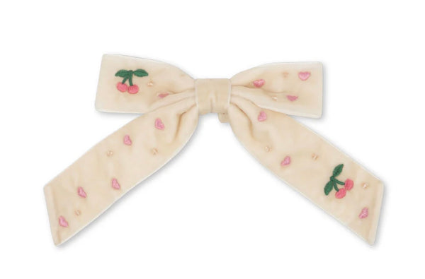 Konges Sløjd - 髮夾 Velvet Bow Pearly Hair Clip (Pearled Ivory)