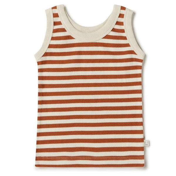 Snuggle Hunny Kids - 有機棉背心 Organic Singlet (Biscuit Stripe)