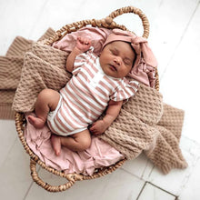 將圖片載入圖庫檢視器 Snuggle Hunny Kids - 有機連身衣 Rose Milk Stripe Ripped Short Sleeve Bodysuit