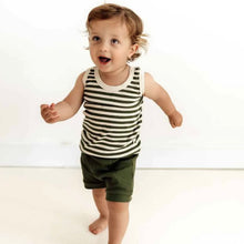 將圖片載入圖庫檢視器 Snuggle Hunny Kids - 有機棉背心 Organic Singlet (Olive Stripe)