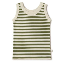 將圖片載入圖庫檢視器 Snuggle Hunny Kids - 有機棉背心 Organic Singlet (Olive Stripe)
