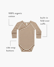 Load image into Gallery viewer, Quincy Mae - 長袖連身衣 Side Snap Bodysuit (Cinnamon Stripe)