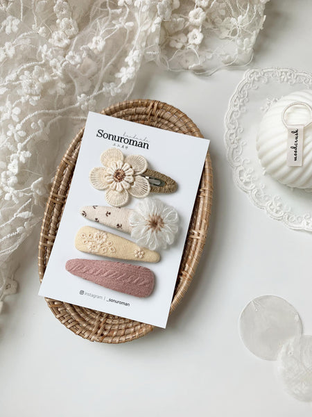 Sonuroman - 韓國手工髮夾 Hair Clip (White Flower)