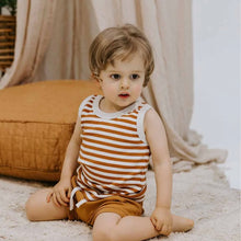 將圖片載入圖庫檢視器 Snuggle Hunny Kids - 有機棉背心 Organic Singlet (Biscuit Stripe)