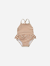 Load image into Gallery viewer, Quincy Mae - 泳衣 Ruffled One Piece Swimsuit (Clay Stripe)