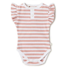 將圖片載入圖庫檢視器 Snuggle Hunny Kids - 有機連身衣 Rose Milk Stripe Ripped Short Sleeve Bodysuit