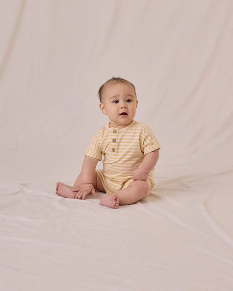 Quincy Mae - 短袖連身衣 Short Sleeve One-Piece (Yellow Stripe)