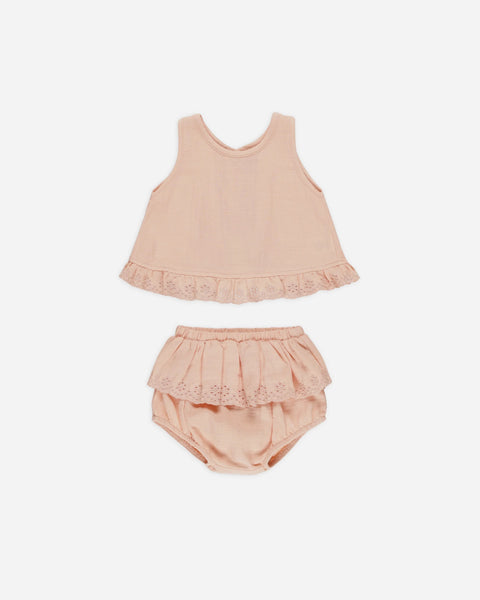 Quincy Mae - 無袖套裝 Ruffled Tulip Top + Bloomer Set (Melon)
