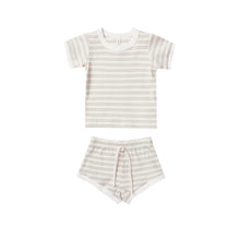 將圖片載入圖庫檢視器 Quincy Mae - 短袖套裝 Ribbed Shortie Set (Silver Stripe)