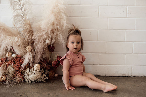 Snuggle Hunny Kids - 有機連身衣 Rose Ripped Short Sleeve Bodysuit