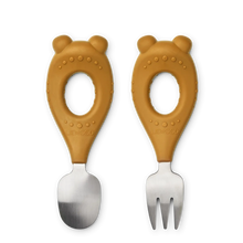 將圖片載入圖庫檢視器 Liewood - 幼兒叉匙套裝 Stanley Baby Cutlery Set (Mr. Bear)