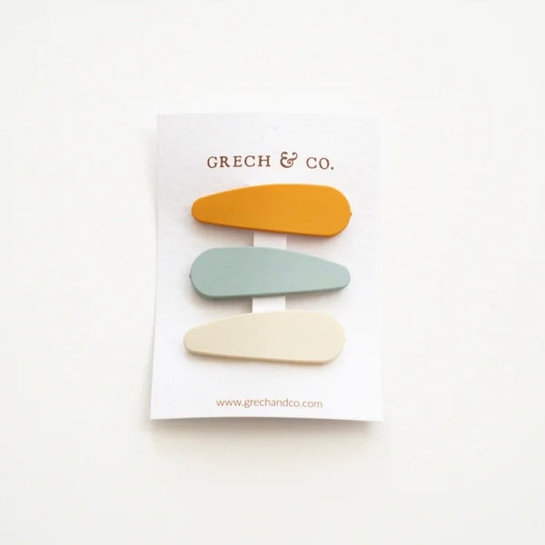 Grech & Co - 啞色髮夾 Matt Clips (Golden, Light Blue, Buff)