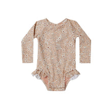 將圖片載入圖庫檢視器 Quincy Mae - 長袖泳衣 One Piece Girls Rashguard (Apricot Floral)