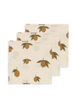 將圖片載入圖庫檢視器 Konges Sløjd - 有機棉紗巾 3 Pack Muslin Cloth GOTS (Mon Grand Citron)
