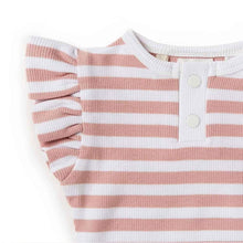 Load image into Gallery viewer, Snuggle Hunny Kids - 有機連身衣 Rose Milk Stripe Ripped Short Sleeve Bodysuit
