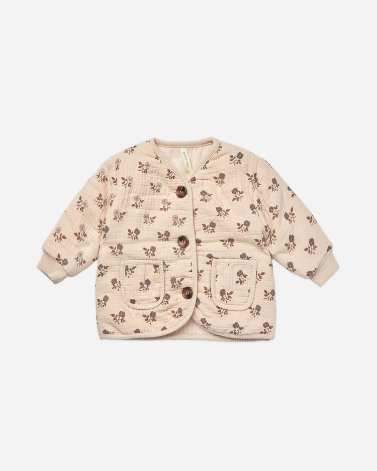 Quincy Mae - 夾棉外套 Quilted V-neck Button Jacket (Fig Flora)