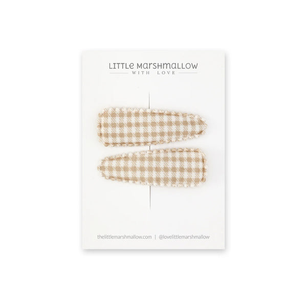 Little Marshmallow - 手製髮夾 Latte Gingham Clip