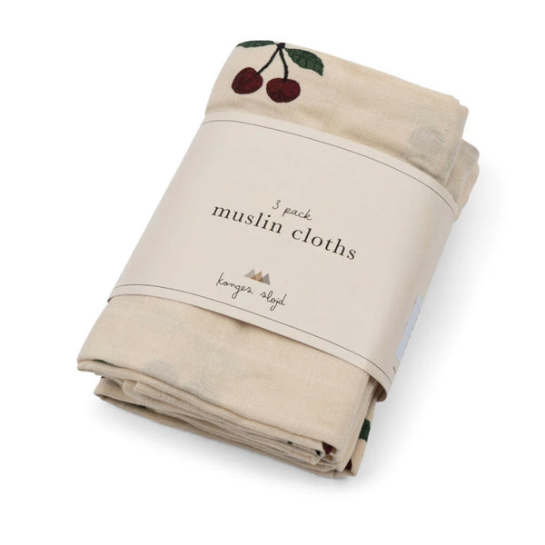 Konges Sløjd - 有機棉紗巾 3 Pack Muslin Cloth GOTS (Ma Grande Cerise)