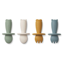 Load image into Gallery viewer, Liewood - 幼兒叉匙套裝 Avril Baby Cutlery 4-Pack (Faune Green)
