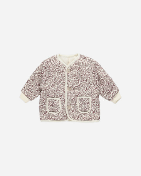 Quincy Mae - 夾棉外套 Quilted V-neck Button Jacket (Mauve Ditsy)