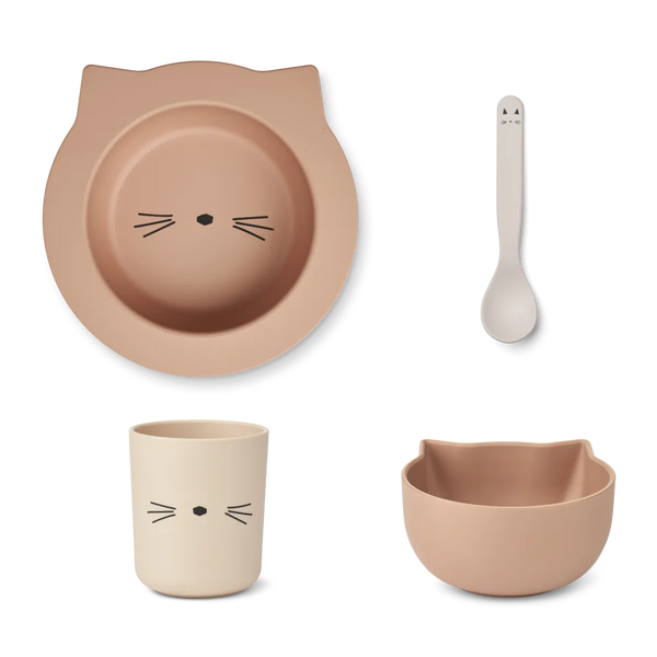 Liewood - 小貓餐具套裝 Joana Baby Set 4 Pack (Cat)