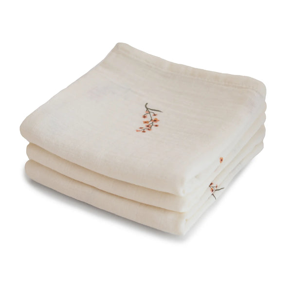 Mushie - 紗巾 Organic Cotton Muslin Cloth 3-pack (Flowers)