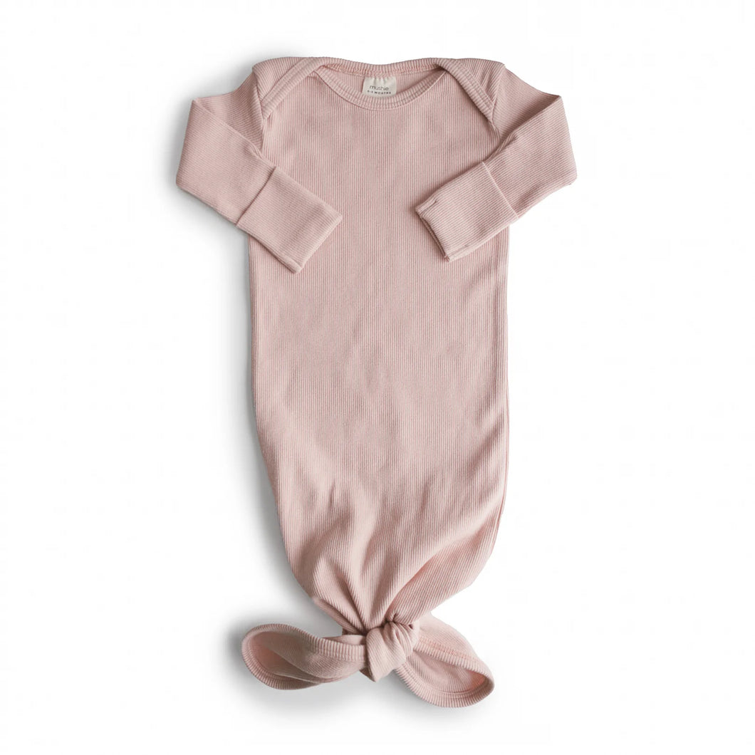 Mushie - 嬰兒睡衣 Ribbed Knotted Baby Gown (Blush)
