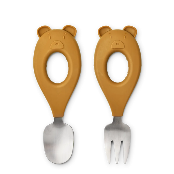 Liewood - 幼兒叉匙套裝 Stanley Baby Cutlery Set (Mr. Bear)