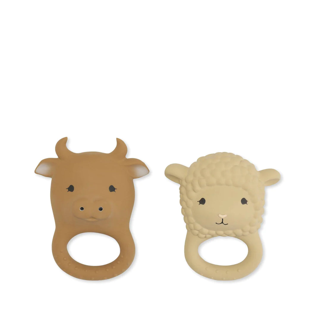 Konges Sløjd - 動物固齒器 2 Pack Teether (Sheep/Cow)