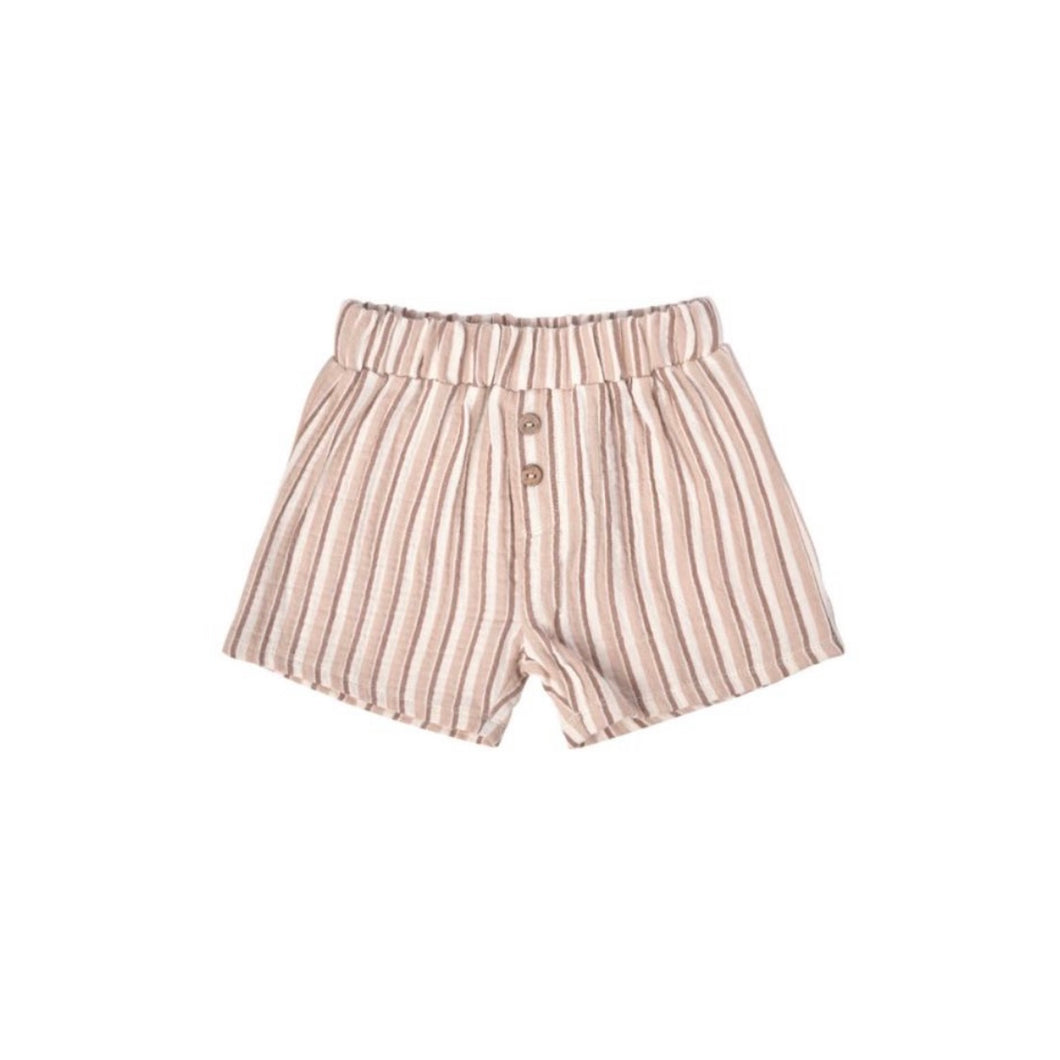 Quincy Mae - 短褲 Woven Shorts (Latte + Clay Stripe)