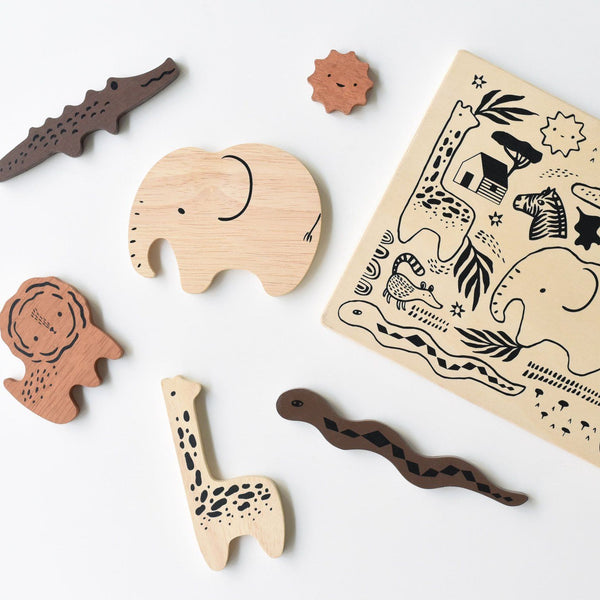 Wee Gallery - Wooden Tray Puzzle 動物木製積木 (Safari)
