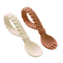 Load image into Gallery viewer, Itzy Ritzy - 幼兒餐具套裝 Baby Spoon &amp; Fork Set (Buttercream+Toffee)
