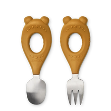 Load image into Gallery viewer, Liewood - 幼兒叉匙套裝 Stanley Baby Cutlery Set (Mr. Bear)
