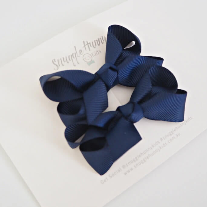 Snuggle Hunny Kids - 小蝴蝶結髮夾 Small Clip Bow (Navy Blue)