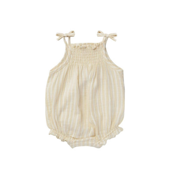 Quincy Mae - 吊帶泡泡褲 Smocked Woven Romper (Vintage Stripe)