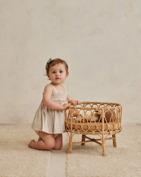 Quincy Mae - 罩衣+燈籠褲套裝 Smocked Top + Bloomer Set (Silver Gingham)