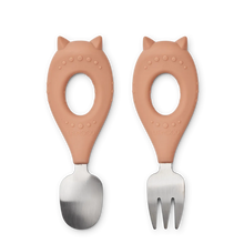 Load image into Gallery viewer, Liewood - 幼兒叉匙套裝 Stanley Baby Cutlery Set (Cat)
