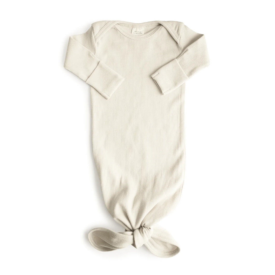 Mushie - 嬰兒睡衣 Ribbed Knotted Baby Gown (Ivory)