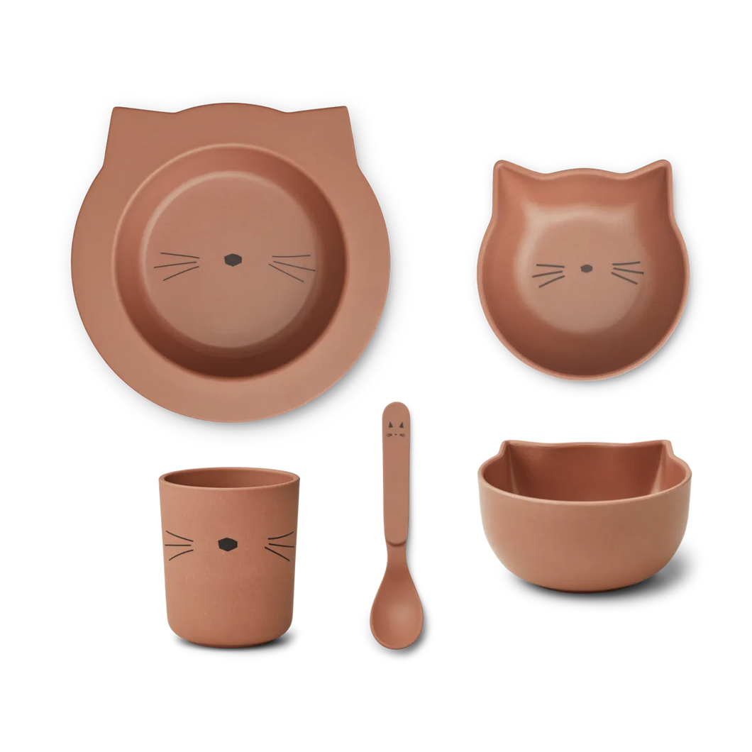 Liewood - 小貓餐具套裝 Joana Baby Set 4 Pack (Cat)