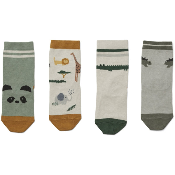 Liewood - 兒童棉襪 Silas Cotton Socks 4-pack (Safari Sandy Mix)