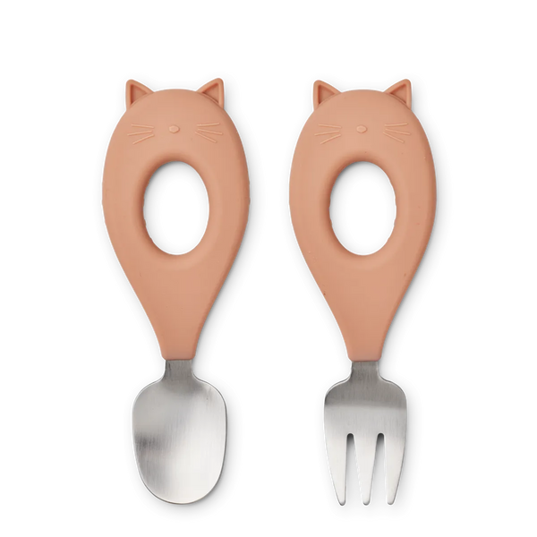 Liewood - 幼兒叉匙套裝 Stanley Baby Cutlery Set (Cat)