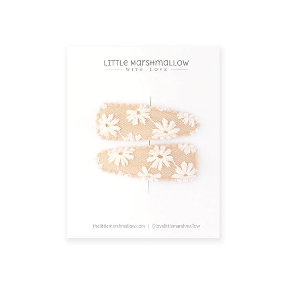 Little Marshmallow - 手製髮夾 Tulle Cream Floral Clips